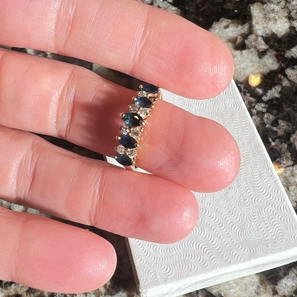 14k gold Elegant Sapphire and diamond Women's Ring